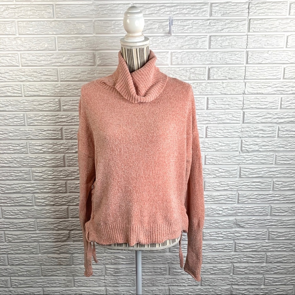 Blush & Bloom Peach Cropped Chenille Sweater